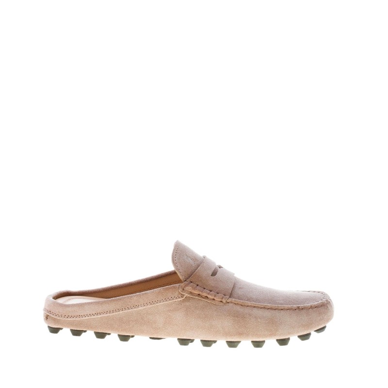 Tod'S Chaussures Homme Beige Creta Suede Gommino Bubble Mule With Penny Bar