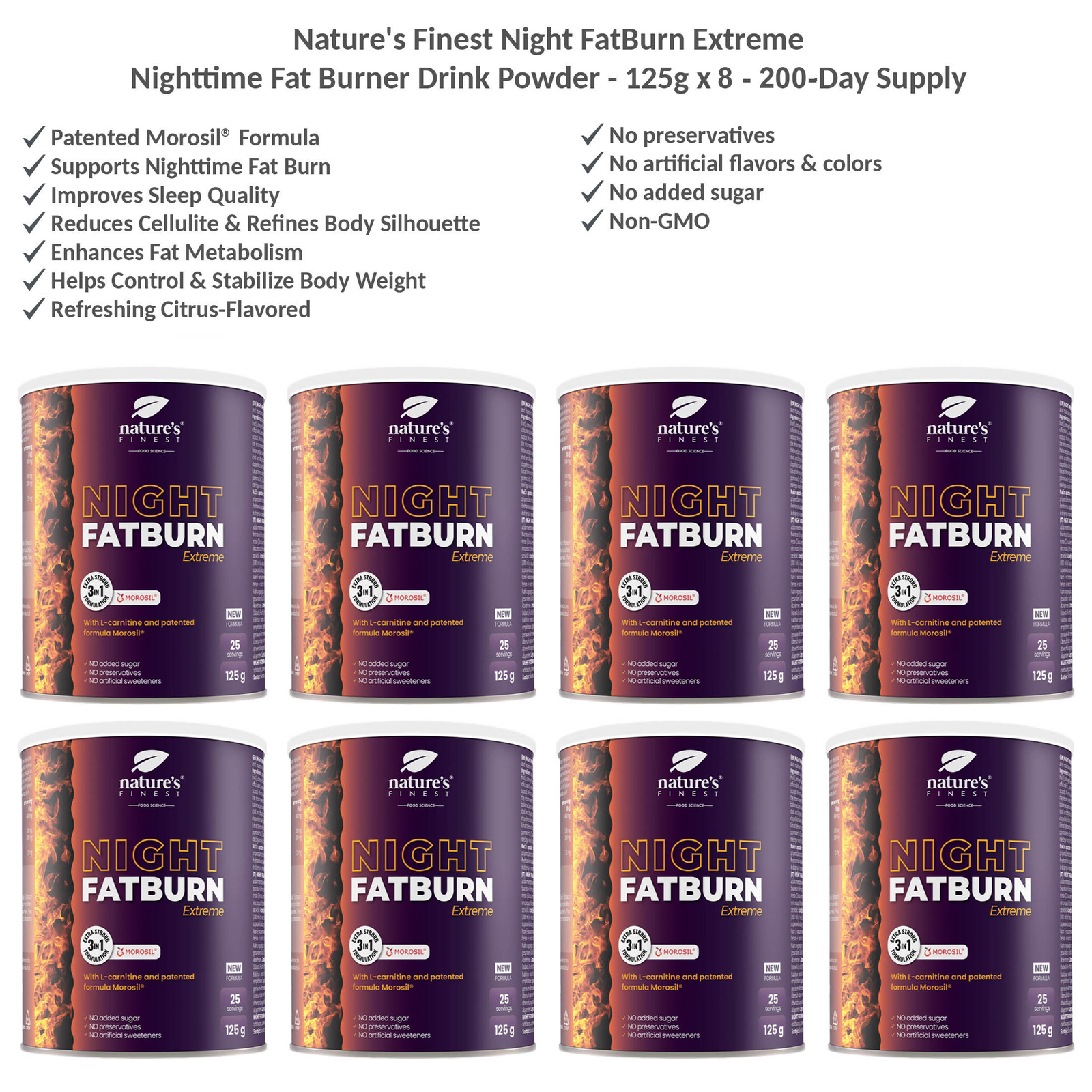 Nature's Finest Night FatBurn Extreme Nighttime Fat Burner, Weight Loss Drink x8