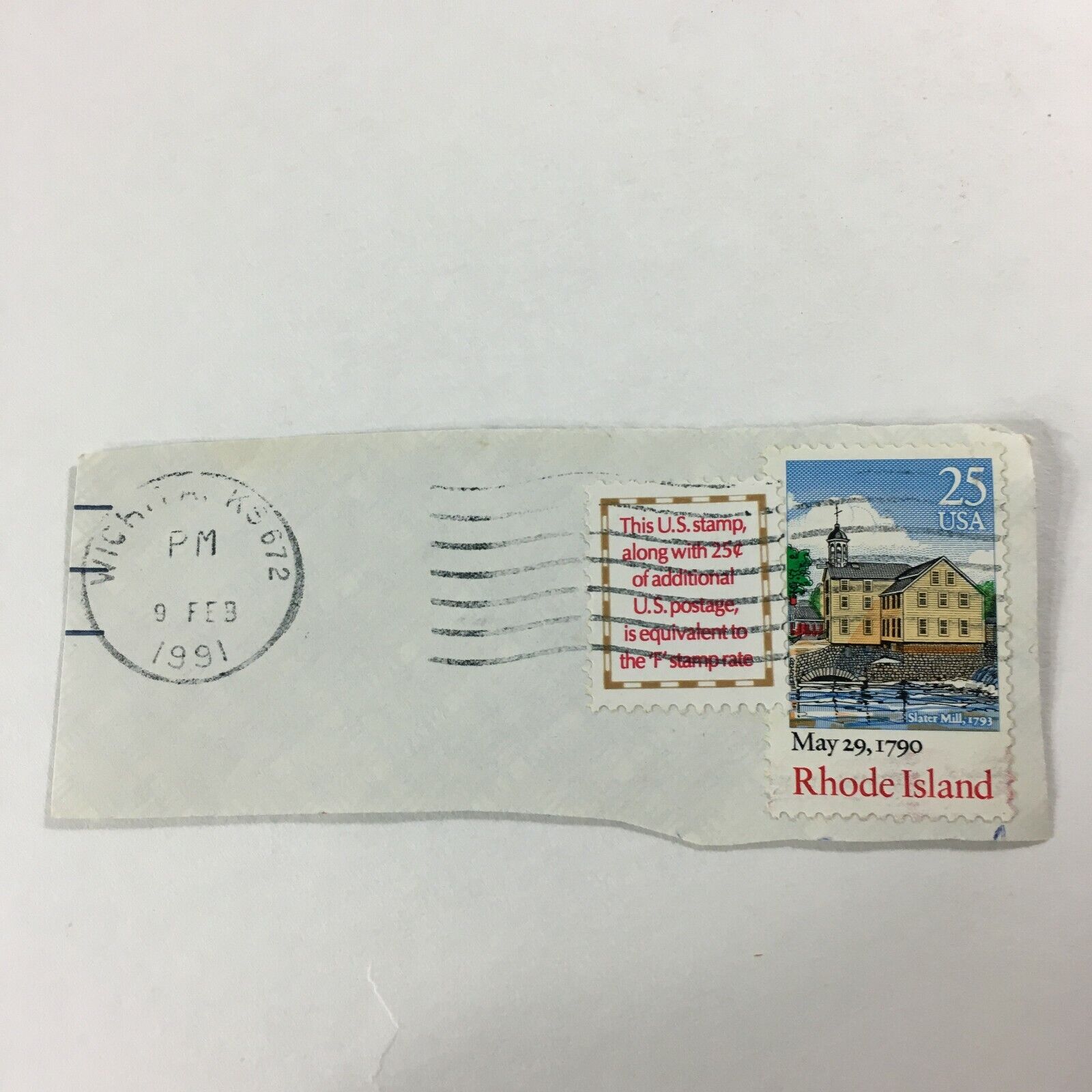 Vintage Feb. 9, 1991 USED Stamp Rhode Island 1790 Wichita K...