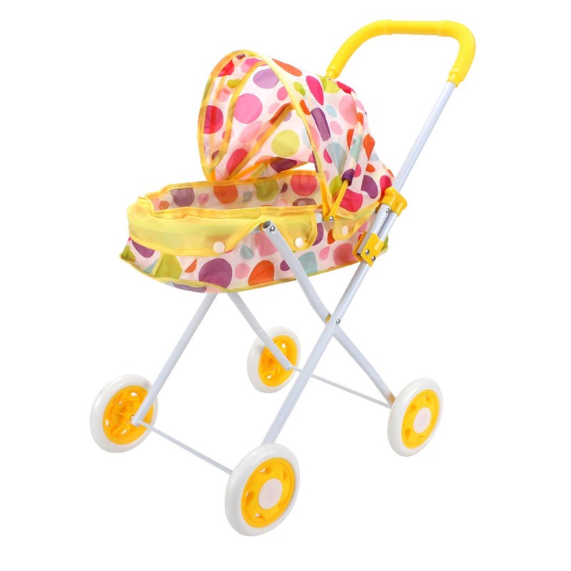 Iron Pole Fold Infant Dolls Stroller Plastic Mini Pushchair Toy For Toddlers Kid