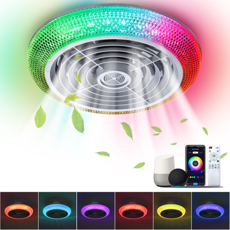 TCFUNDY Smart Ceiling Fan with Light Alexa Google Assistant Siri