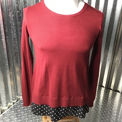  Croft & Barrow Burgundy Poke-dot Illusion Layered Sweater Women's Size  M 