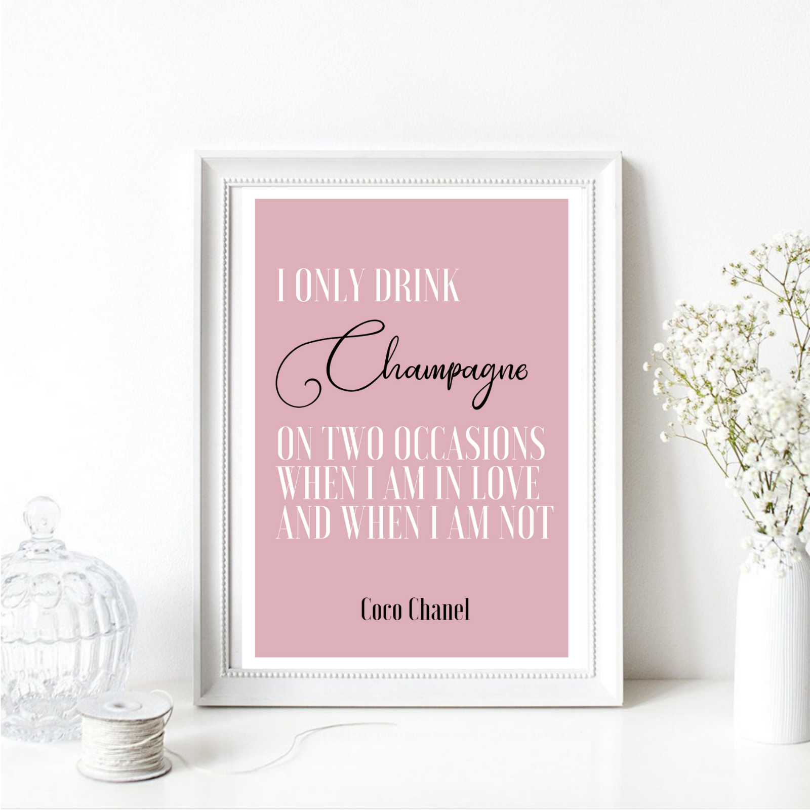 Bild Kunstdruck Din A4 Coco Chanel Spruch Zitat Champagner Love Typographie Neu 