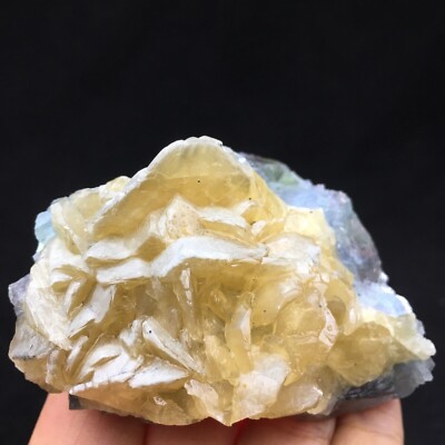 204g Beautiful Bicolor Fluorite Yellow Calcite Flower