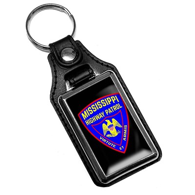 Mississippi State Highway Patrol Retired Emblem Design Faux Leather Key Ring