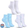 Tarpop 3 Pairs Aloe Socks Women Moisturizing Spa Socks for Dry Cracked Heel Feet Infused Gel Sleeping Fuzzy Lotion Valentines Day Gift for Women Men Softening Dry Feet(Light Blue)