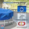 COVALL 19 Ft Round Heavy Duty Winter Pool Cover，for 16ft Above Ground Pool,Cold and UV Resistant, Weatherproof and Durable, Winch and Cable Included (Blue/Black,Cover Diameter 19')