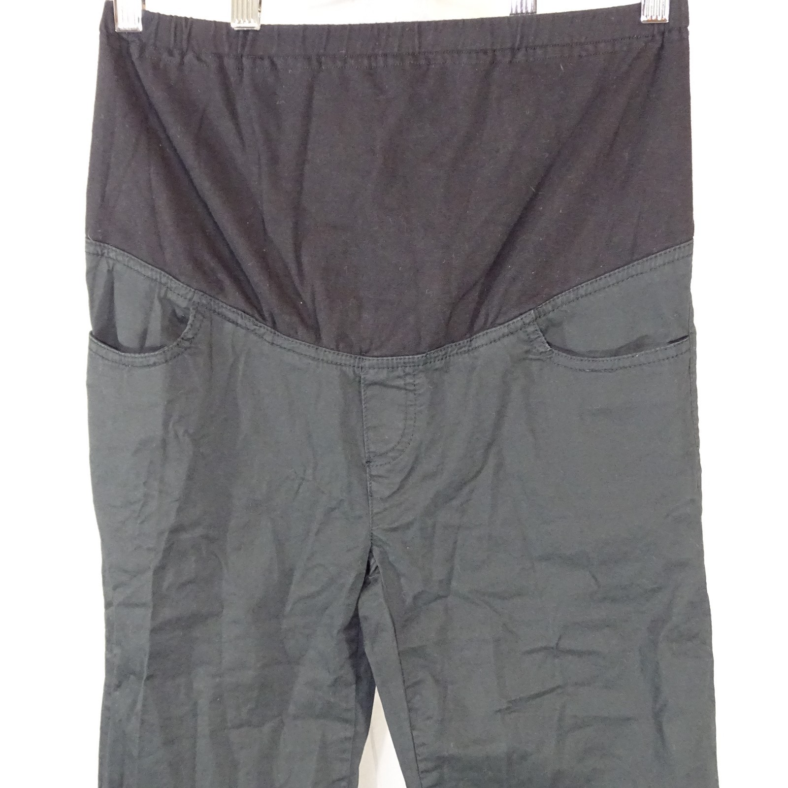 Oh Mama Maternity Capri Pants Women Size S Black Pull-on Cotton Stretch