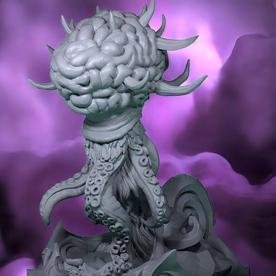 Elder Mind Mindflayer Miniature DnD Pathfinder Cthulhu RPG Tabletop  (2in)