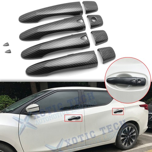 For Nissan Maxima 2016-23 Keyless Carbon Fiber Style Side Door Handle Decor Trim