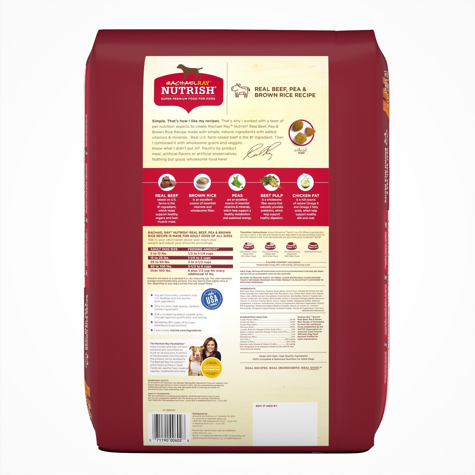 42 lbs Rachel Ray Nutrish Natural Dry Dog Food Real Beef Brown Rice Recipe