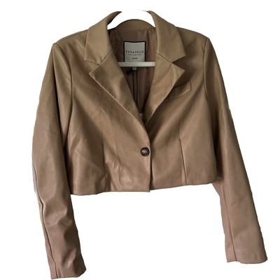 Bagatelle Soft Vegan Leather Jacket Women s Small S Brown Tan Camel Cropped NWT