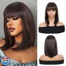 Kalyss Bob Wigs for Women Short Straight Bob Wig with Hair bangs Natural Looking Heat Resistant Synthetic Hair Wigs for Women 13 Inches (Brown Highlights)