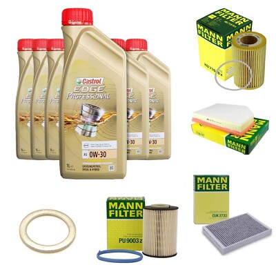 MANN FILTER Service Kit for Volvo D5 & Castrol EDGE 0W-30 ACEA A5/B5