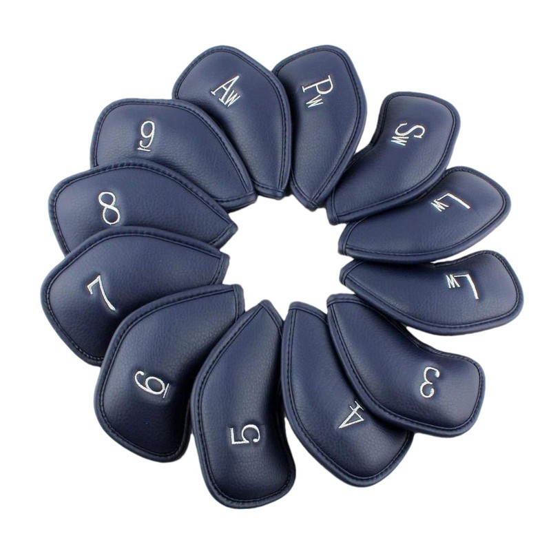 12pcs High Quality Leather Golf Iron Covers Club Iron Head Protector HeadCovers