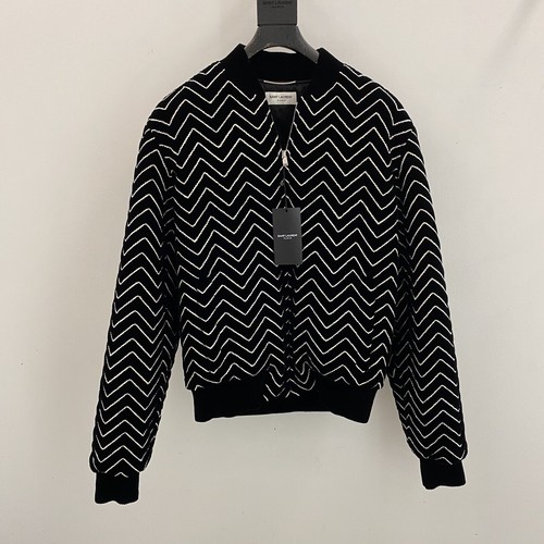 Pre-owned Saint Laurent Striped Bomber In All Sizes In Black