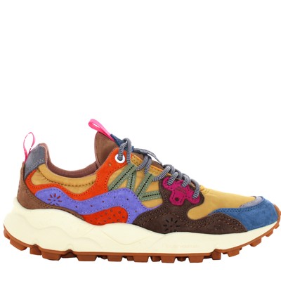 Pre-owned Flower Mountain A24us Women Low Sneakers 0012017818.01.2c99 Yamano 3 Uni In Blue / Yellow