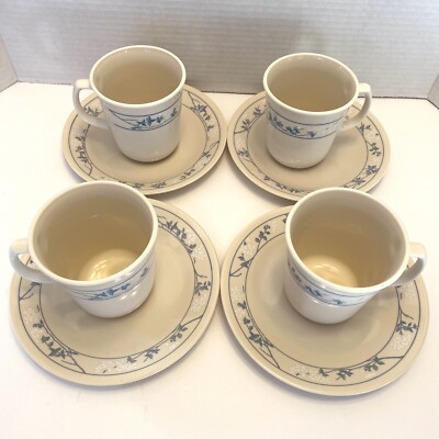 Lot Of 4 Vintage Corelle Corning Coffee Tea Cup Mug With Saucer First of Spring