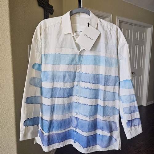 Pre-owned Toogood Handpainted Breton Draughtsman Shirt In Blue & White Oversized Size S.