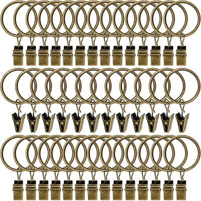 AMZSEVEN 40 Pack Curtain Rings with Clips, Drapery Clips with Rings, Hangers Dra