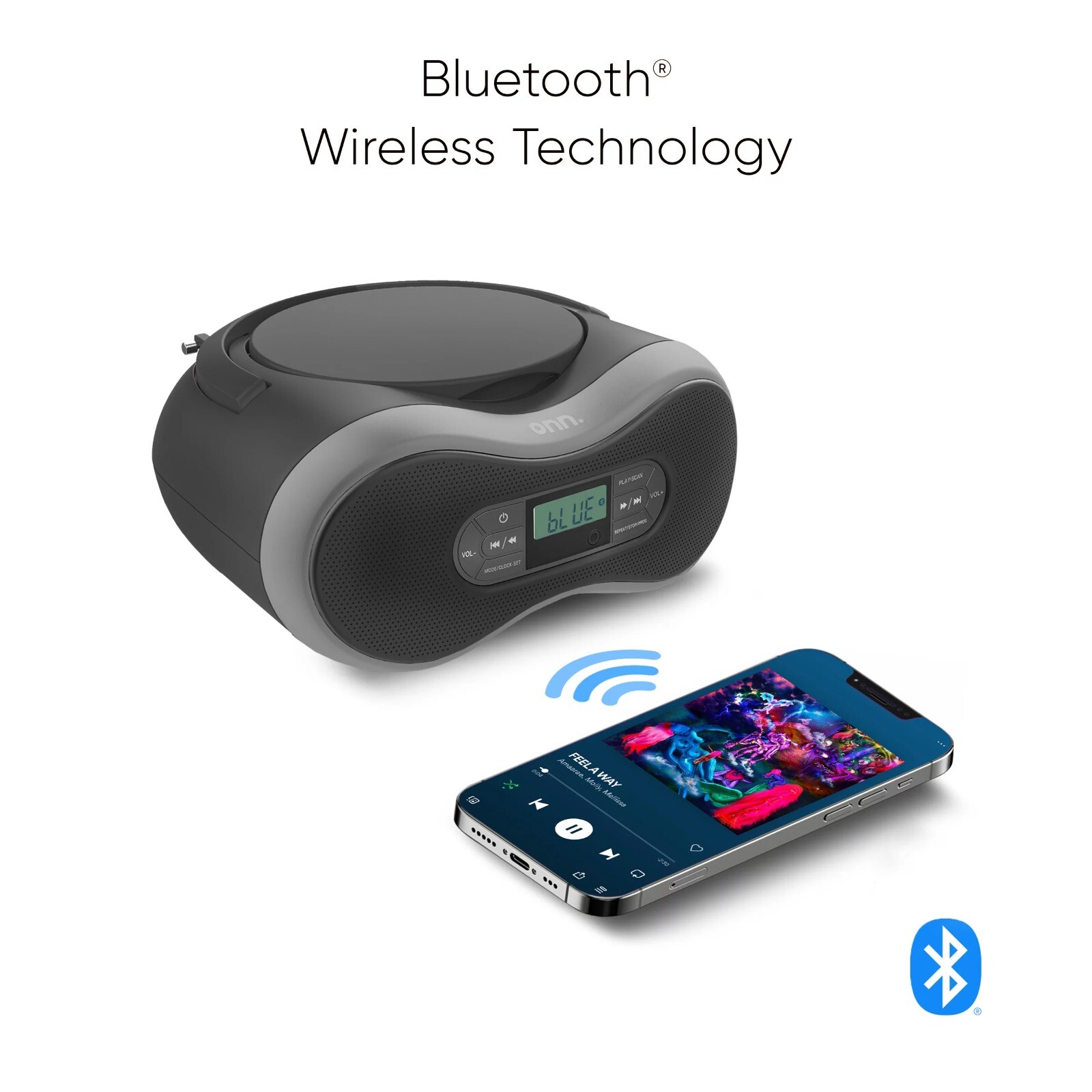 Portable Bluetooth CD Boombox with Digital FM Radio