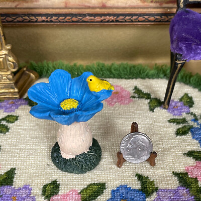 Miniature Fairy Garden FLOWER BIRD BATH Resin Figurine Dollhouse Yard Ornament