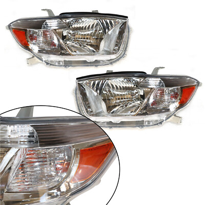 For 2008-2010 Toyota Highlander LED Chrome Projector Headlights Lamp Left+Right