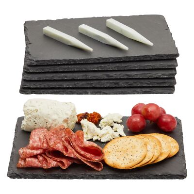 6 Pack Slate Charcuterie Boards with Chalk, Individual Cheese Plates, 6x8.7 in