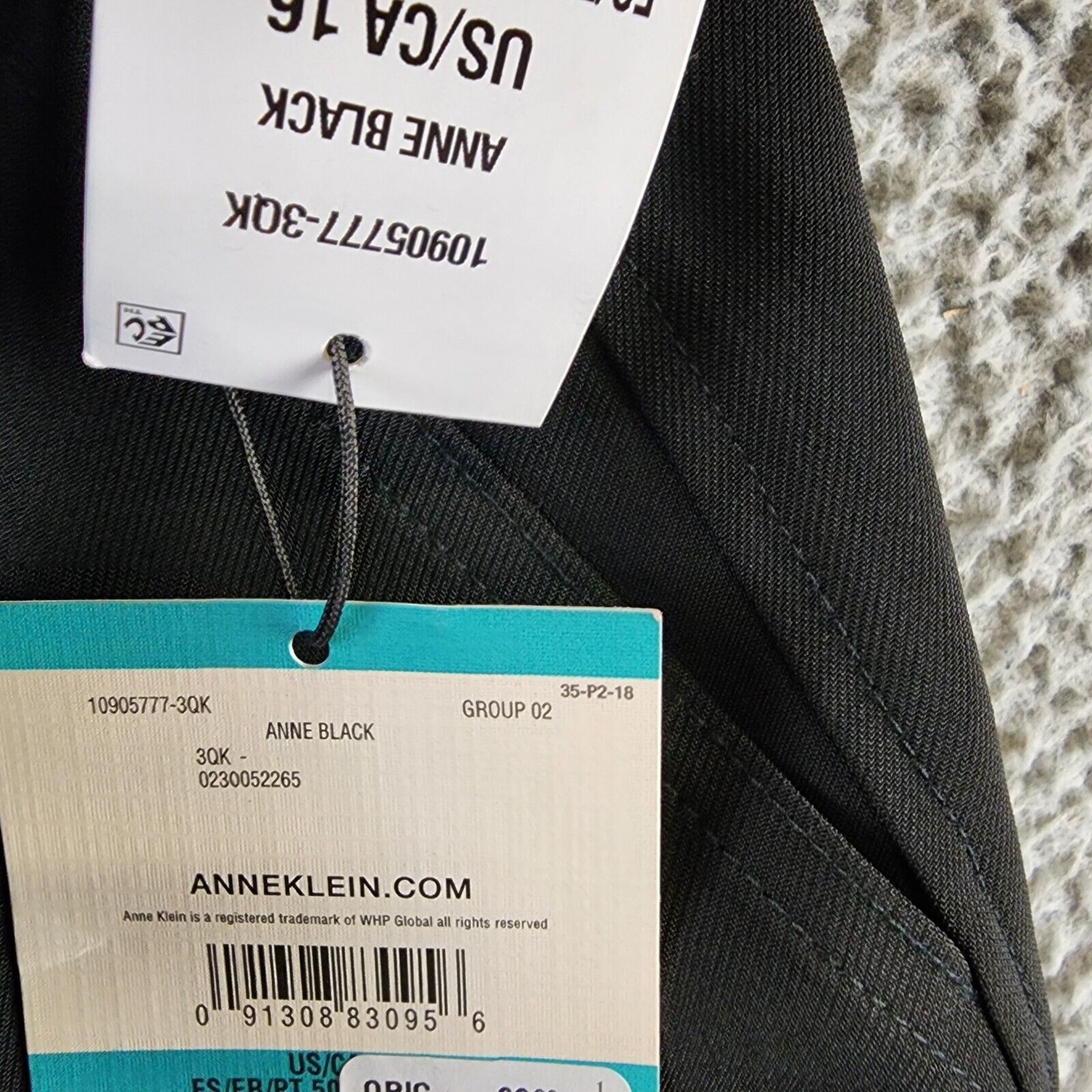 Anne Klein Slim-Leg Ankle Pants Women's 16 Black Extended Tab W/ Zip Fly Closure - Picture 13 of 13