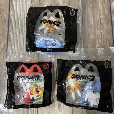 Lot of 3- 2022 McDonald's Happy Meal Toys Sonic 2 Knuckles and Tails X 2