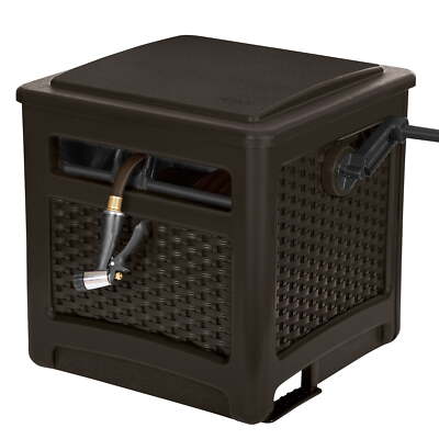Suncast 225 ft. Smart Trak Wicker Garden Hose Reel Guide and Hideaway,Java Brown