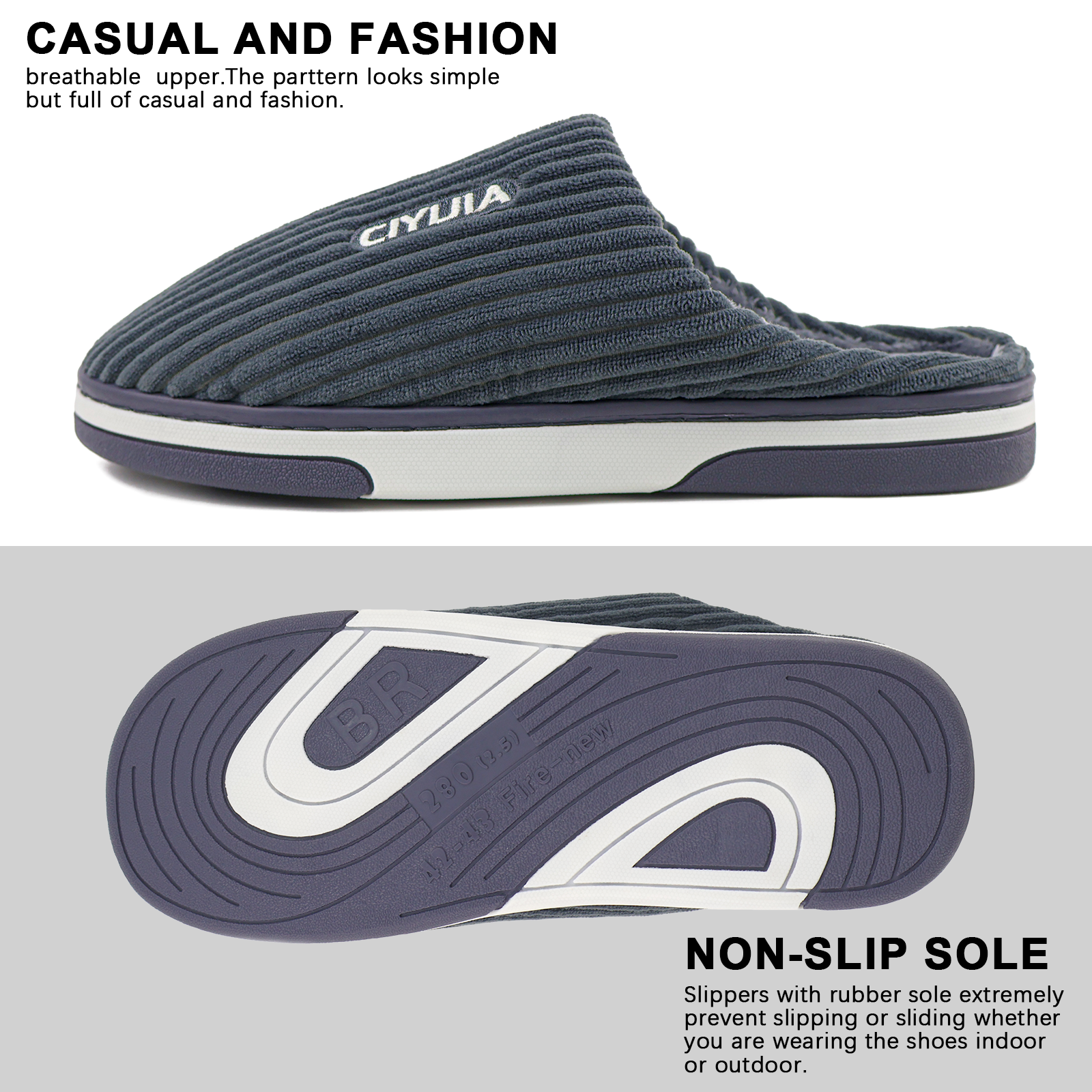 Women Mens House Slippers Indoor Shoes Casual Snow Soft Non-Slip Edge Home Shoes