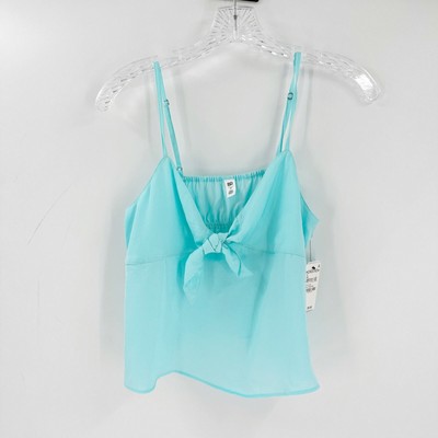 NWT Nordstrom BP Light Blue Tie Front Sleeveless Crop Top Women's Size Medium