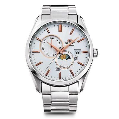 Pre-owned Orient Rn-ak0301s Sun & Moon White Dial Automatic 22 Jewels Mechanical Watch Men