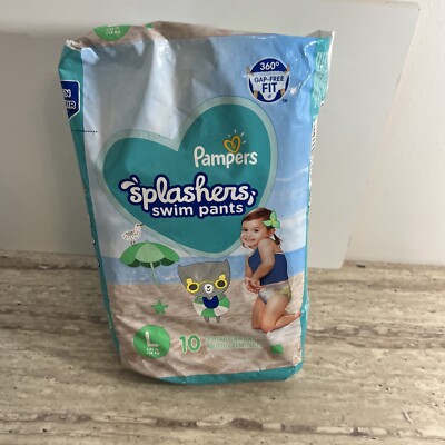 Pampers Splashers Disposable Swim Pants Diapers Size Large 10 Count