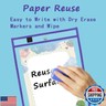 Antner 30 Pack Oversized Dry Erase Pockets Sleeves Reusable Ticket Holders, Clear Plastic Sheet Page Protectors, Heavy Duty Work Pockets School Teacher Classroom Office Organization Supplies, 10 Color