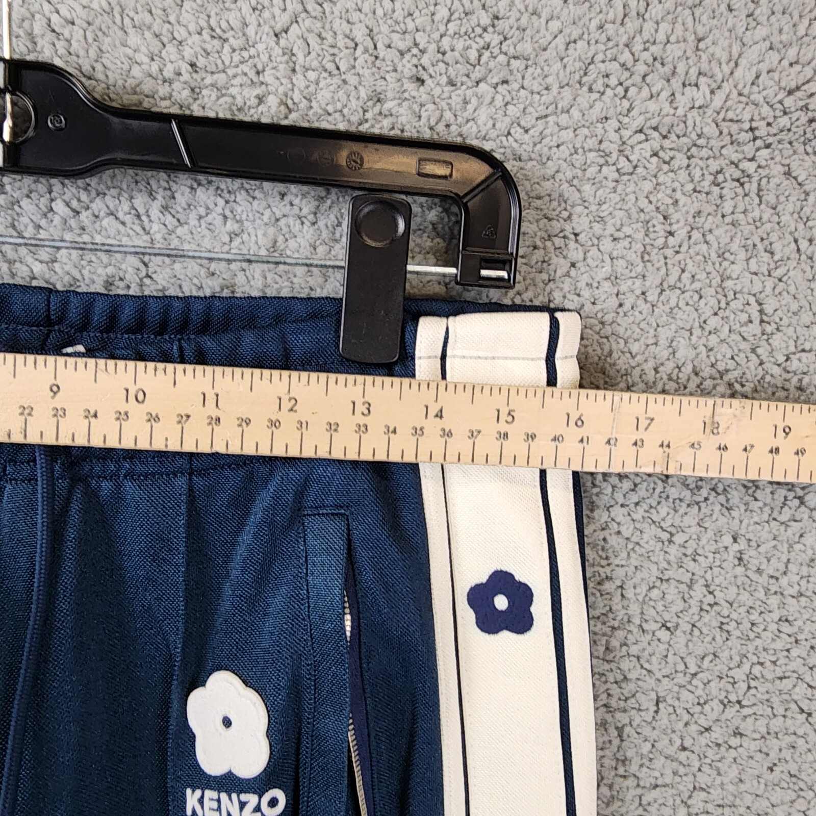 Pre-owned Kenzo Paris Elephant Interlock Piquet Track Pants Men's Small Blue Drawstring