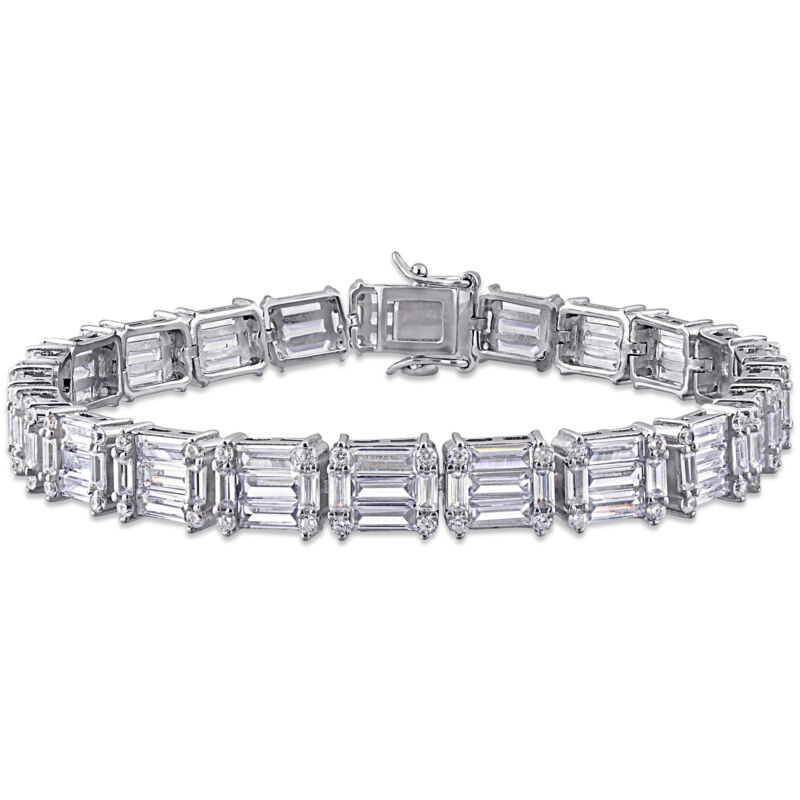 Amour Sterling Silver 20ct Tgw Multi-cut Cubic Zirconia Tennis Bracelet