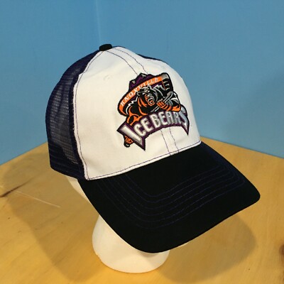 NEW Knoxville Ice Bears Strapback Trucker Hat Cap NWOT SPHL Hockey White Purple