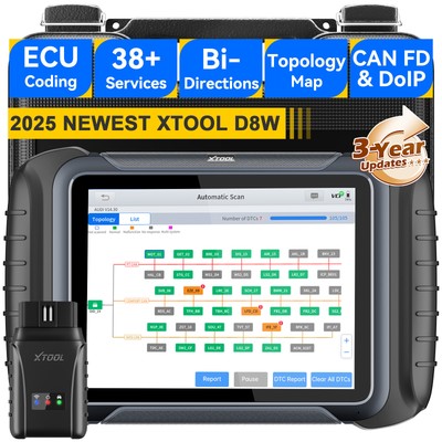 XTOOL D8W Bidirectional All Systems OBD2 Diagnostic Scanner E.CU Coding Topology