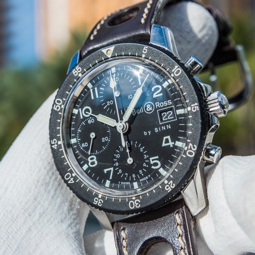 41mm Steel Plexi Bell Ross By Sinn Automatic Chronograph Watch