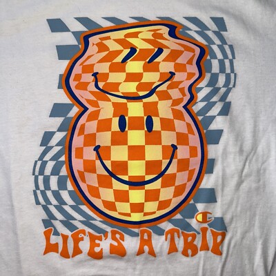 Champion Life's A Trip Graphic Logo Heritage T-Shirt White C22007-003 Men's NWT