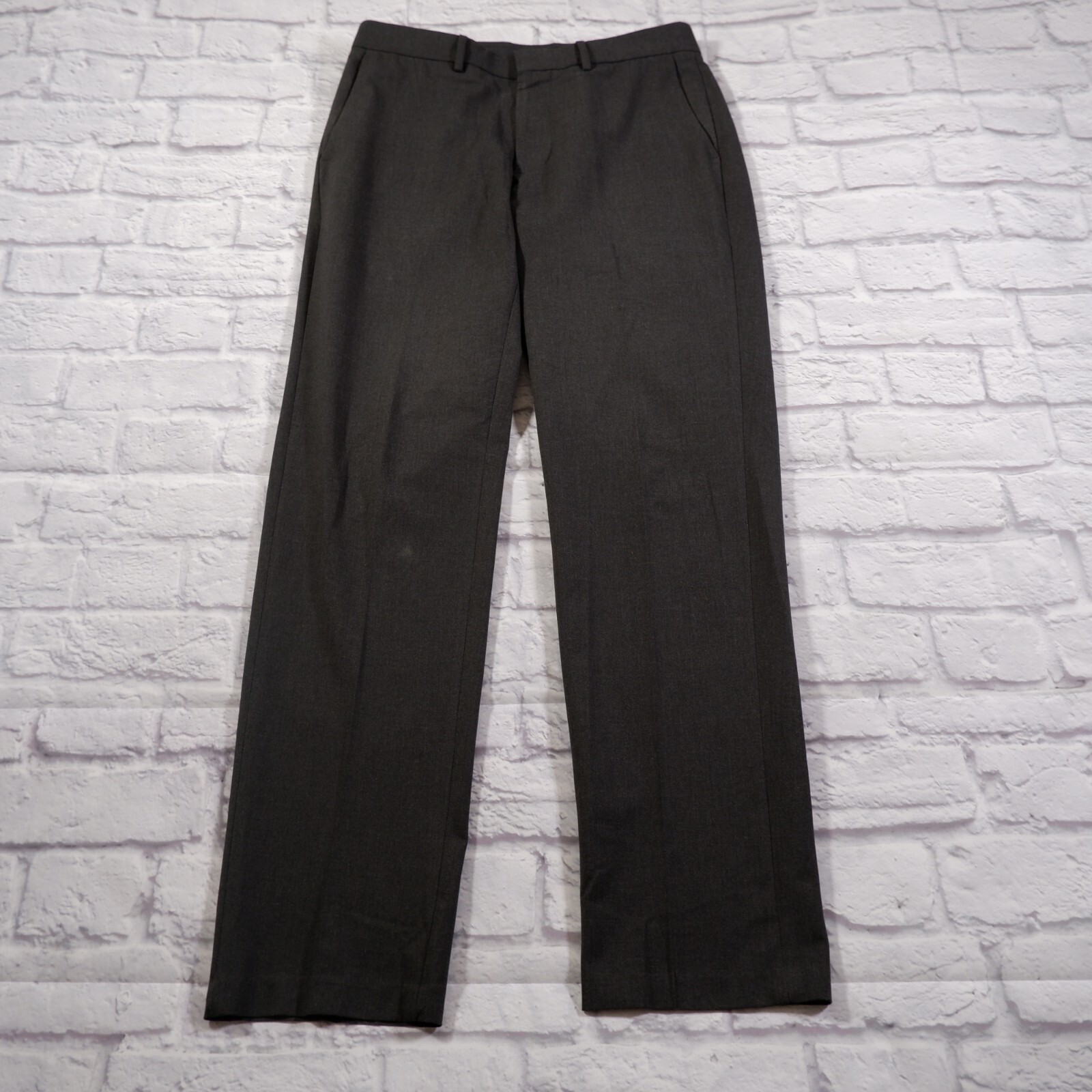 JM Haggar Gray Flat Front Slim Fit Polyester Blend Chinos
