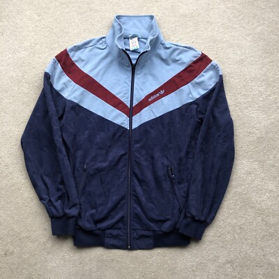 Adidas Originals Vintage Mens Rare 70s 80s Velor Track Jacket Blue Size S / M