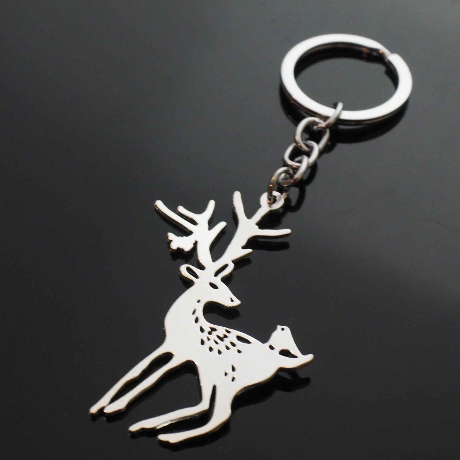 Nature Scenic Deer with Antlers Bird Wildlife Lover Key Chain