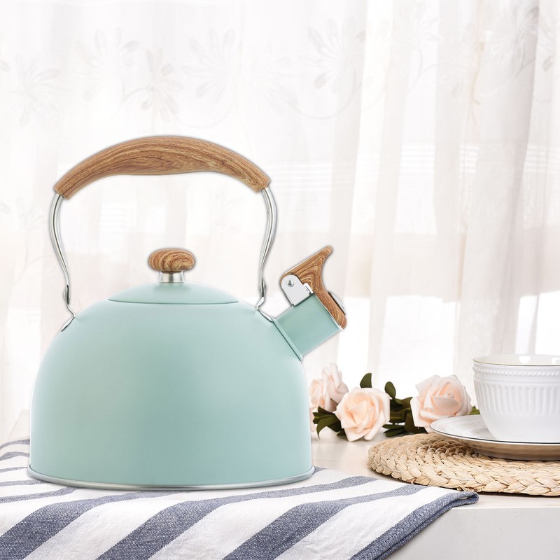 1PCS 2.5L Whistle Boiling Kettle with Wood Grain Anti Scald Handle