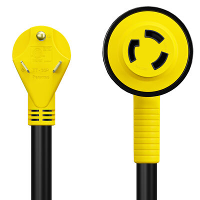 Leisure Cords RV Power Cord Adapter 30 amp Male to 30 amp twist lock 90 Degree