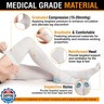 Doc Miller TED Hose Thigh High Anti Embolism Stockings for Women and Men, Hospital Style Surgical Stockings, Plus Size White Compression Socks 15-20mmHg, Support Hose with Inspection Hole (2XL)