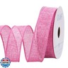 QIANF Burlap Wired Ribbon 1 Inch 10 Yards Pink Ribbon for Gift Wrapping, Bow Making, Wreath, Christmas Tree, Rustic Christmas Decorations, Home Wedding Decor (Pink)