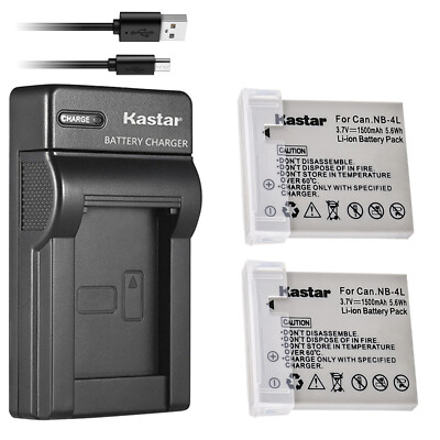 Kastar Battery Slim Charger for Canon NB-4L & Digital IXUS 130 Digital 40 / 50
